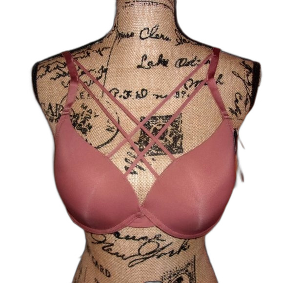 Youmita Cedarwood Plunge Cage Front 38B Bra & XL V-Cut Bikini Panties NWT - Picture 2 of 8